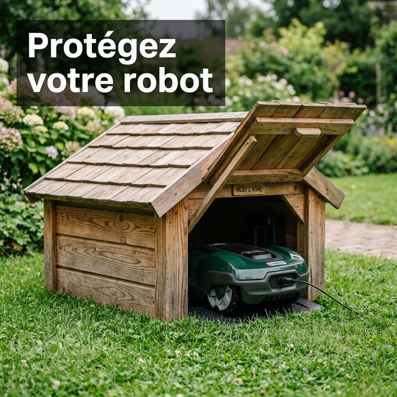 Kit d'installation Parkside pour robot tondeuse avec bobines de fil vert, piquets noirs et lames sur bois, surmonté du texte Kit installation.